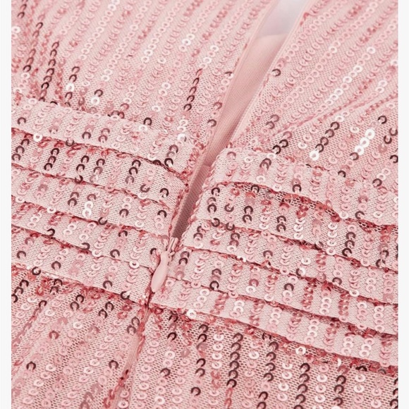 KATE KASIN - SLEEVELESS SEQUIN MAXI EVENING GOWN IN PINK - Picture 4 of 7